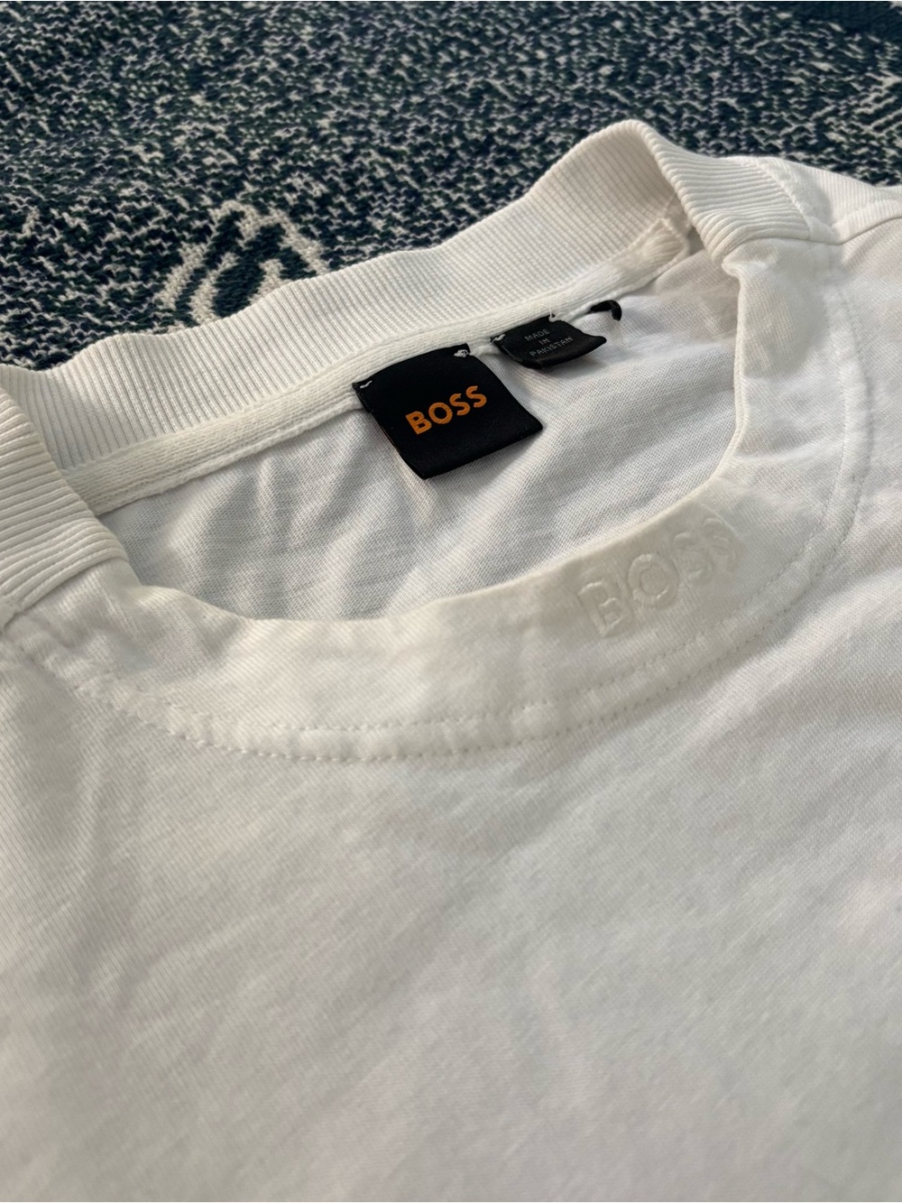 Boss White Tonal Embossed Logo T-Shirt